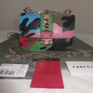 Valentino Mini Chain Shoulder Bag Lock Studds in Multicolor